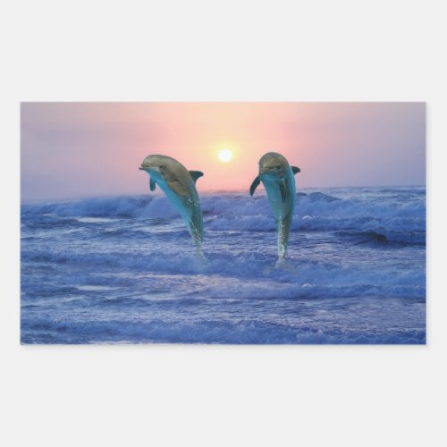 Bottlenose Dolphin at Sunrise Rectangular Sticker