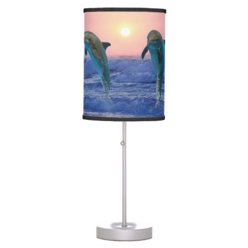 Bottlenose Dolphin at Sunrise Table Lamp