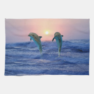Bottlenose Dolphin at Sunrise Towel