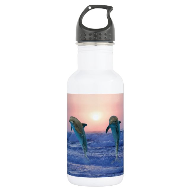 Bottlenose Dolphin at Sunrise Water Bottle (Front)