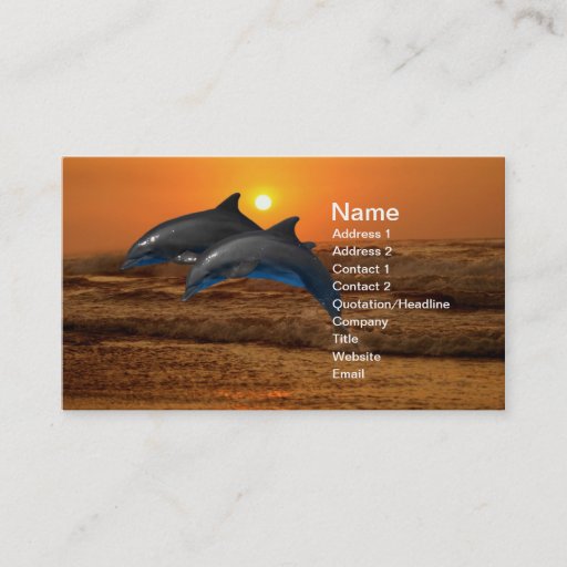 Customizable Dolphins at sunset business card