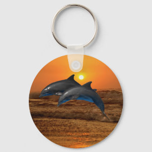 Bottlenose Dolphin at Sunset Keychain