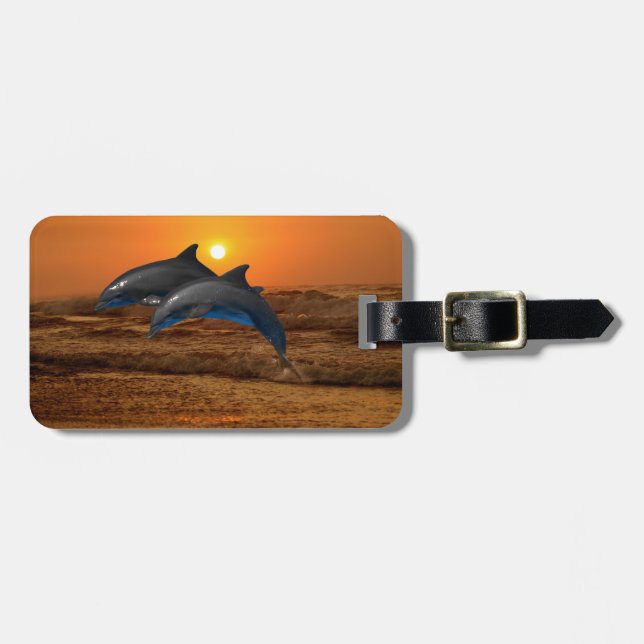 Bottlenose Dolphin at Sunset Luggage Tag (Front Horizontal)