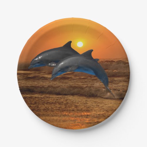 Bottlenose Dolphin at Sunset Paper Plates