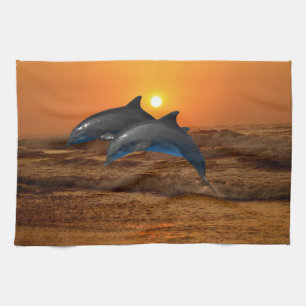Bottlenose Dolphin at Sunset Towel