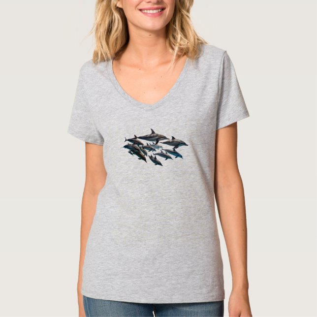 Bottlenose Dolphin V-Neck T-Shirt (Front)