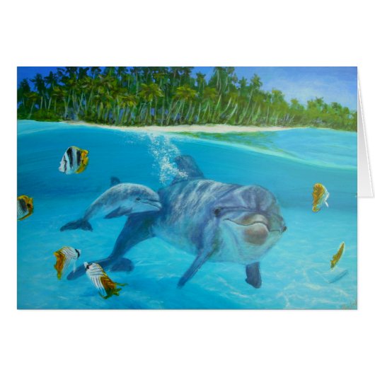 bottlenose dolphin with baby cards (Front Horizontal)