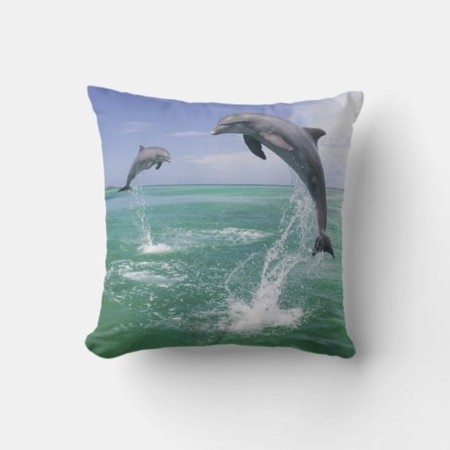 Bottlenose Dolphins Tursiops truncatus 4 Throw Pillow