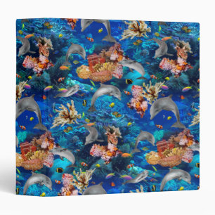 Bottlenose Dolphins Underwater 3 Ring Binder