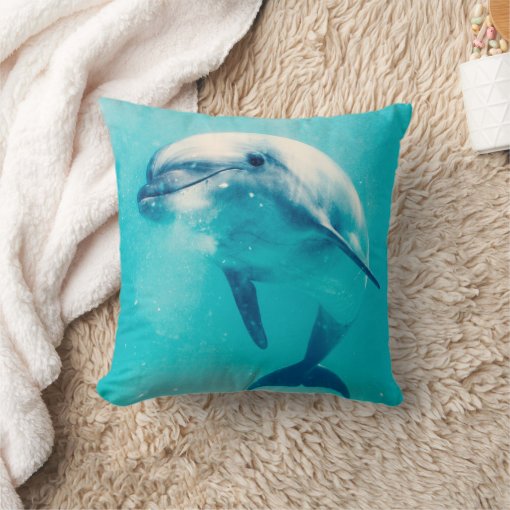 Bottlenosed Dolphin Underwater Throw Pillow | Zazzle