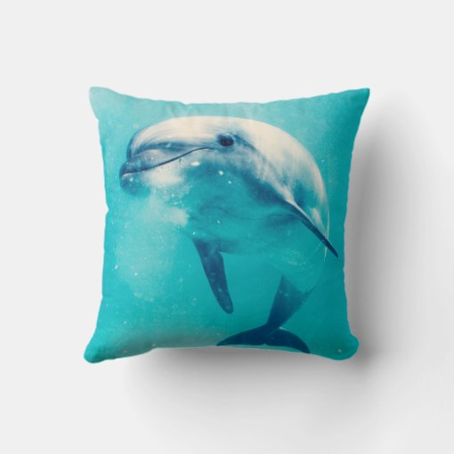 Bottlenosed Dolphin Underwater Throw Pillow | Zazzle