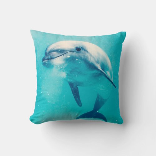 Bottlenosed Dolphin Underwater Throw Pillow