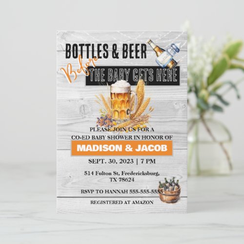 Bottles and Beer Co_Ed Baby Shower Invitation