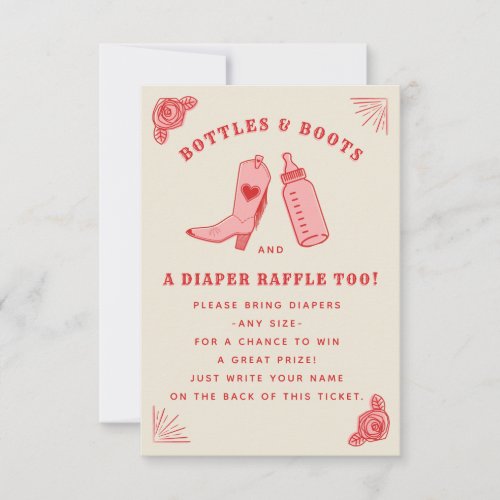 Bottles  Boots Baby Shower Diaper Raffle Invitation