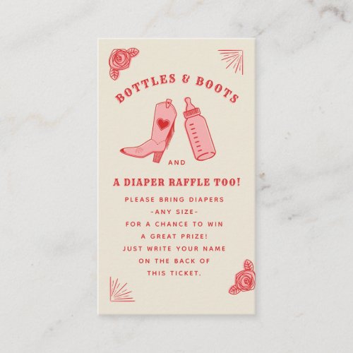 Bottles  Boots Baby Shower Diaper Raffle Ticket Enclosure Card