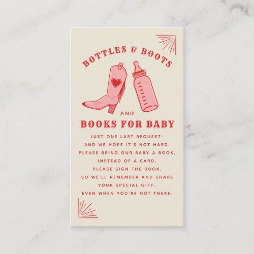 Bottles  Boots Cowgirl Baby Shower Book Request Enclosure Card