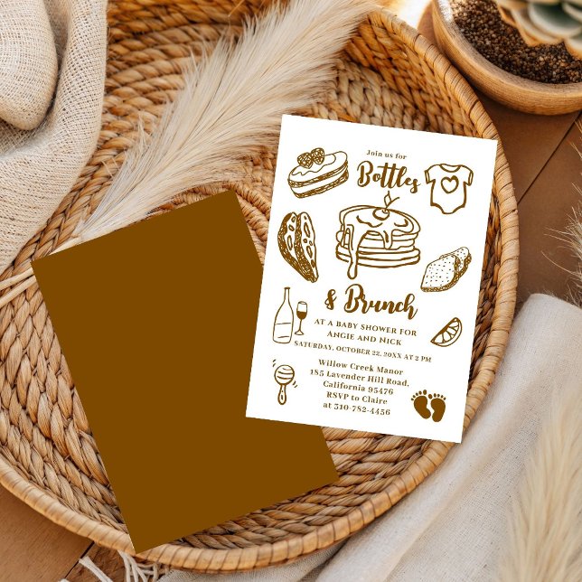 Bottles & Brunch Doodle Boy Baby Shower  Invitation (Creator Uploaded)