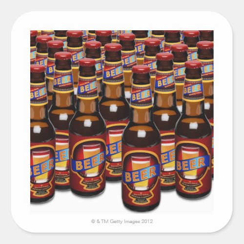 Bottles of beer side by side Digital Composite Square Sticker