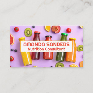 Bottles of Juice   Fruit Background Business Card