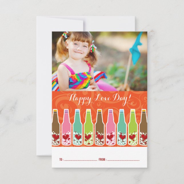 Bottles Of Love Hearts Classroom Valentine's Day Invitation (Front)