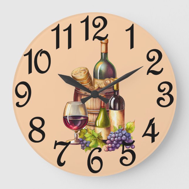 Bottles Of Wine Large Clock (Front)