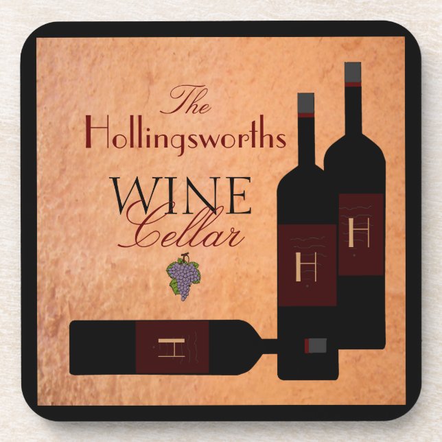 Bottles of Wine -Personalized Beverage Coaster (Front)