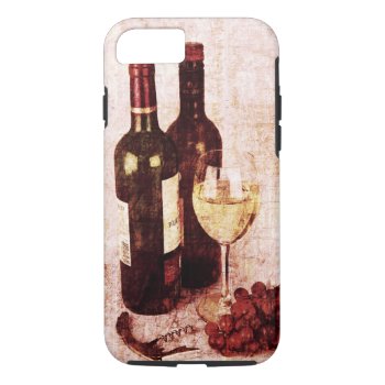 Bottles With Wine  White Wine Glass And Grapes Iphone 8/7 Case by myworldtravels at Zazzle