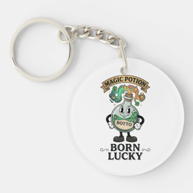 Botto Born Lucky Magic Potion Retro Cartoon Mascot Keychain (Front)