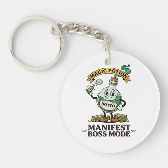 Botto Manifest Boss Mode Retro 1930s Cartoon Potio Keychain (Front)