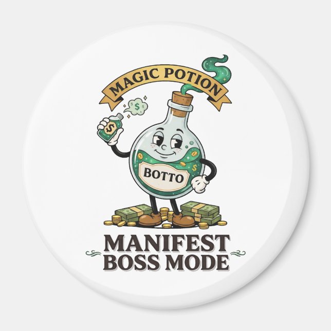 Botto Manifest Boss Mode Retro 1930s Cartoon Potio Magnet (Front)