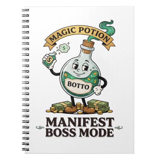 Botto Manifest Boss Mode Retro 1930s Cartoon Potio Notebook (Front)