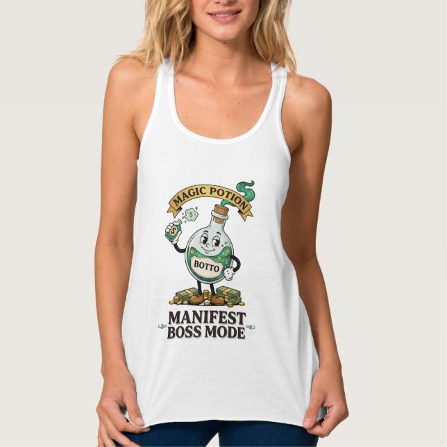 Botto Manifest Boss Mode Retro 1930s Cartoon Potio Tank Top (Front)