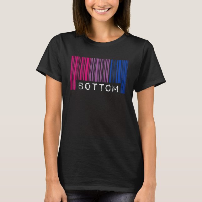 Bottom Bisexual Pride Flag Barcode LGBTQ Month Aes T-Shirt (Front)