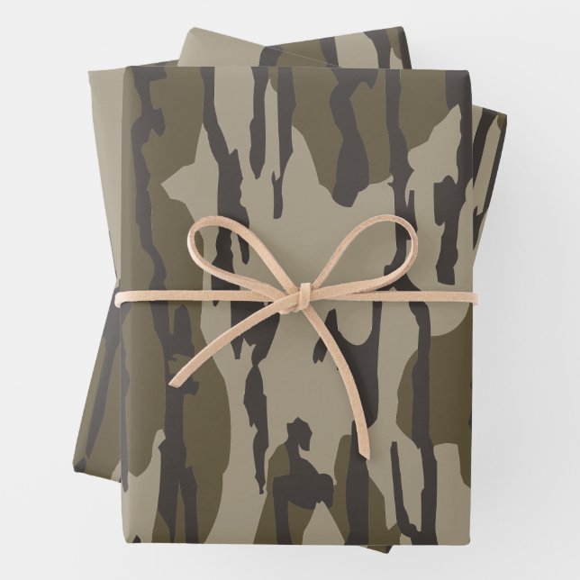 Bottom Land Camo Wrapping Paper Sheets (In situ)