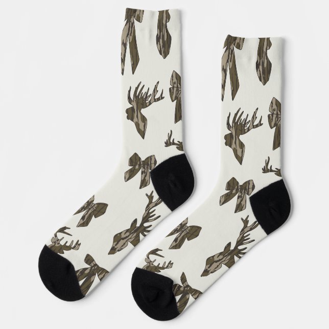 Bottom Lands Camo Coquette Bow for Women Deer Hunt Socks (Left)