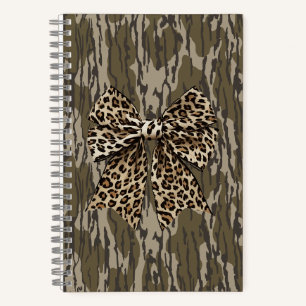 Bottom Lands Camo Leopard Bow Ribbon Hunting Women Notebook