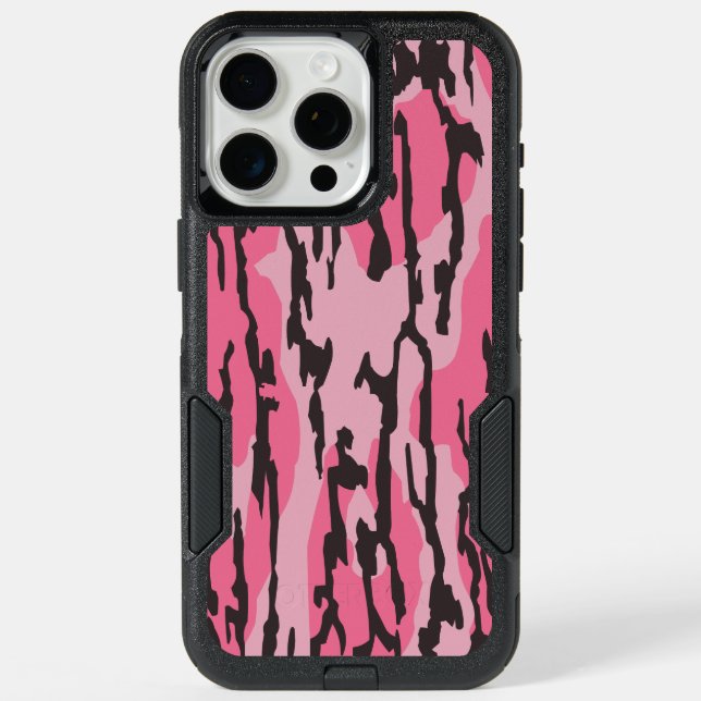 Bottom Lands Camo Pink for Women and Girls iPhone 15 Pro Max Case (Back)