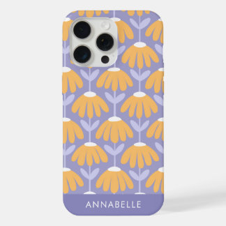 Bottom Monogram Name Heather Blue Vintage Floral iPhone 15 Pro Max Case