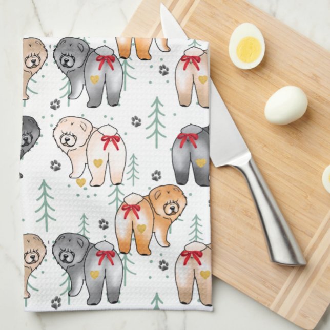 BOTTOM OF MY HEART 5 chow colors  Kitchen Towel (Creator Uploaded)