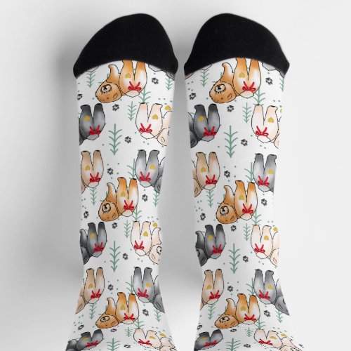 BOTTOM OF MY HEART  CHOW 5 COLORS Crew Socks
