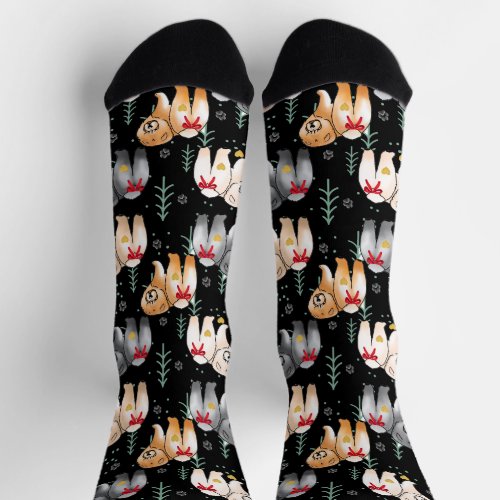 BOTTOM OF MY HEART  CHOW 5 COLORS Crew Socks