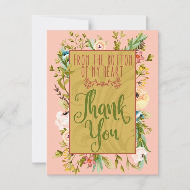 Bottom of My Heart Floral Thank You Card (Front)