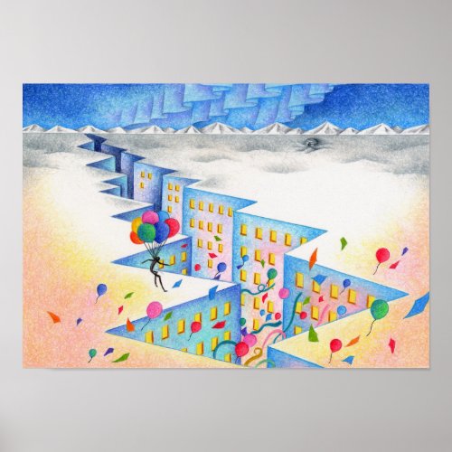 Bottom of the ice. City of crevasses. Poster