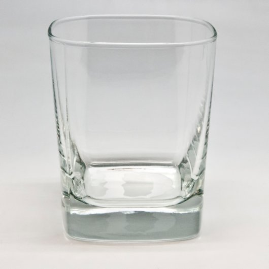 Bottom Sand Etched Square Rocks Glass (Front)