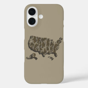 Bottomland Camo American Map Camouflaged iPhone 16 Case
