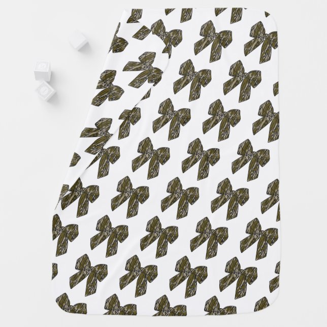 Bottomland Camo Bow Camo Coquette Bow Hunting Girl Baby Blanket (In Situ)