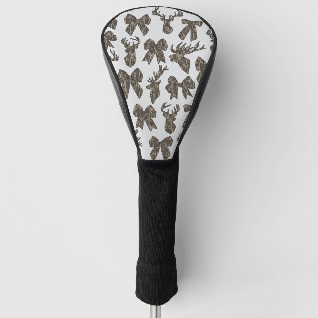 Bottomland Camo Coquette Bow Deer Hunting Women Golf Head Cover (Front)