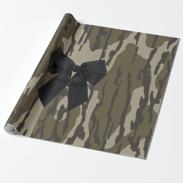 Bottomland Camo Cute Bow Ribbon for Women and Girl Wrapping Paper (Unrolled)