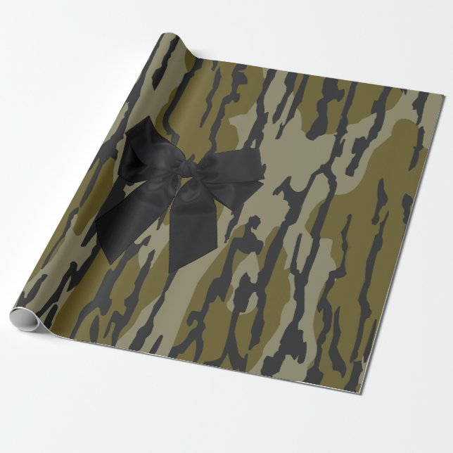 Bottomland Camo Cute Bow Ribbon for Women & Girls Wrapping Paper (Unrolled)