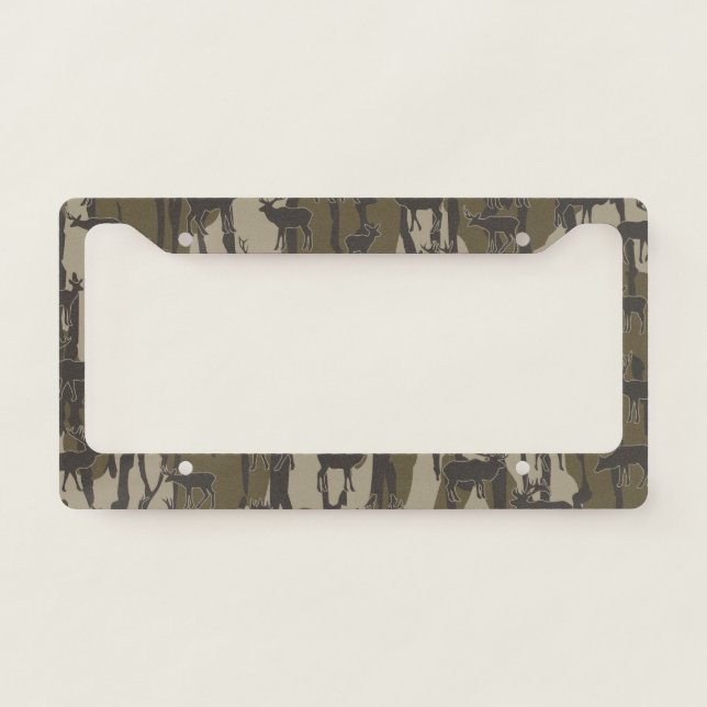 Bottomland Camo Deer Hunting Deer Pattern License Plate Frame (Front)